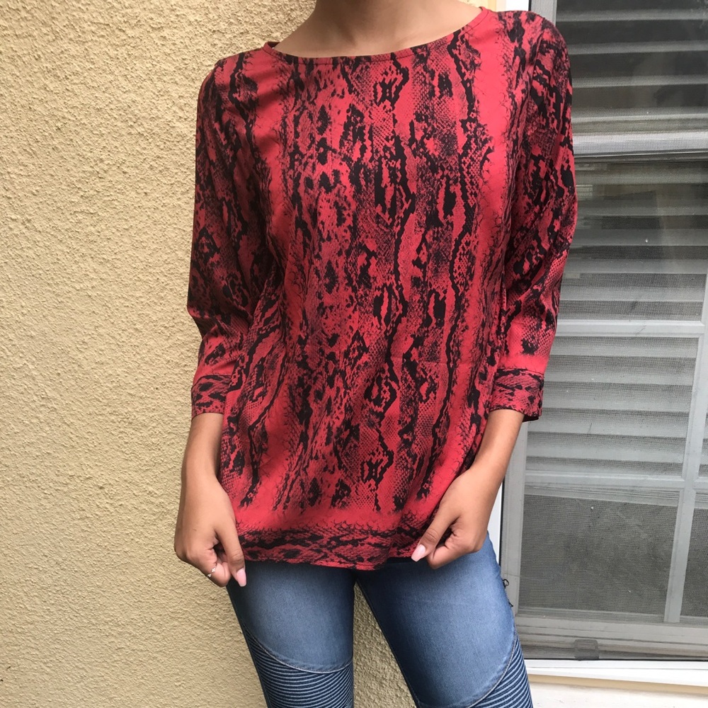 COPY - Red/Black Snakeskin Blouse